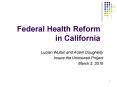 Federal Health Reform in California PowerPoint PPT Presentation