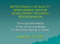 METRO MANILA AIR QUALITY IMPROVEMENT SECTOR DEVELOPMENT PROGRAM REVIEW MISSION Technical Secretariat of the Governing Board for the Metro Manila Air Shed September 18, 2006 PowerPoint PPT Presentation