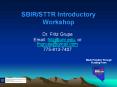 SBIR/STTR Introductory Workshop PowerPoint PPT Presentation
