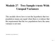Module 27: Two Sample t-tests With Unequal Variances