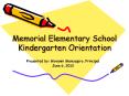 Memorial Elementary School Kindergarten Orientation PowerPoint PPT Presentation