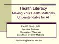 Health Literacy Making Your Health Materials Understandable for All PowerPoint PPT Presentation