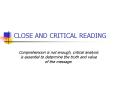 CLOSE AND CRITICAL READING PowerPoint PPT Presentation