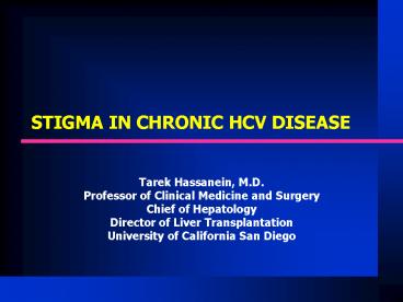 STIGMA IN CHRONIC HCV DISEASE