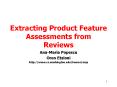 Extracting Product Feature Assessments from Reviews PowerPoint PPT Presentation