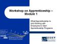 Workshop on Apprenticeship  PowerPoint PPT Presentation