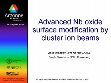 Advanced Nb oxide surface modification by cluster ion beams