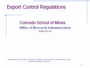 Export Control Regulations