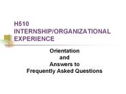 H510 INTERNSHIP/ORGANIZATIONAL EXPERIENCE