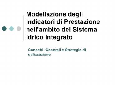 Modellazione degli Indicatori di Prestazione nell