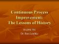 Continuous Process Improvement: The Lessons of History PowerPoint PPT Presentation