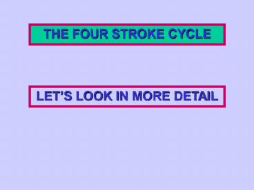 THE FOUR STROKE CYCLE