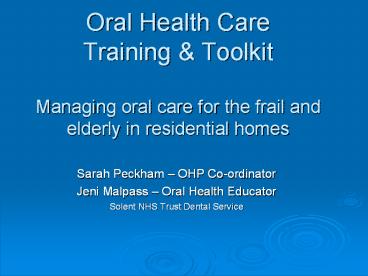 Oral Health Care Training