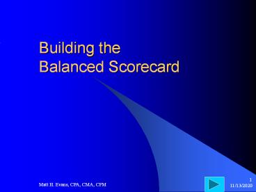 Building the Balanced Scorecard