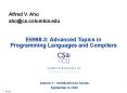 E6998-3: Advanced Topics in Programming Languages and Compilers PowerPoint PPT Presentation