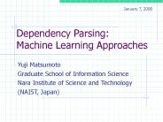 Dependency Parsing: Machine Learning Approaches