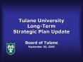 Tulane University Long-Term Strategic Plan Update PowerPoint PPT Presentation