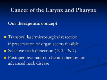 Cancer of the Larynx and Pharynx