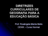 DIRETRIZES CURRICULARES DE GEOGRAFIA PARA A EDUCA