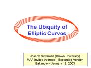 The Ubiquity of Elliptic Curves