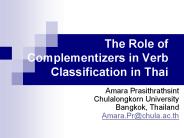 The Role of Complementizers in Verb Classification in Thai