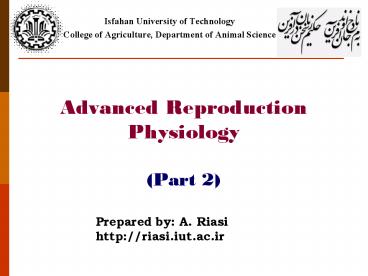Advanced Reproduction Physiology (Part 2)