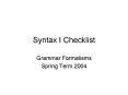Syntax I Checklist PowerPoint PPT Presentation