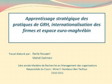 Apprentissage strat