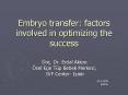 Embryo transfer: factors involved in optimizing the success PowerPoint PPT Presentation
