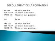 DEROULEMENT DE LA FORMATION