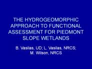 THE HYDROGEOMORPHIC APPROACH TO FUNCTIONAL ASSESSMENT FOR PIEDMONT SLOPE WETLANDS
