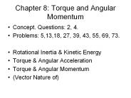 Chapter 8: Torque and Angular Momentum