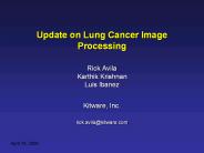 Update on Lung Cancer Image Processing