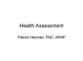 Health Assessment PowerPoint PPT Presentation