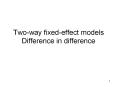 Two-way fixed-effect models Difference in difference PowerPoint PPT Presentation