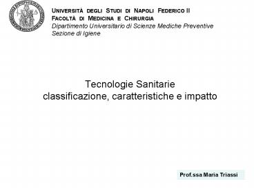 Tecnologie Sanitarie classificazione, caratteristiche e impatto