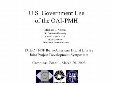 U.S. Government Use of the OAI-PMH