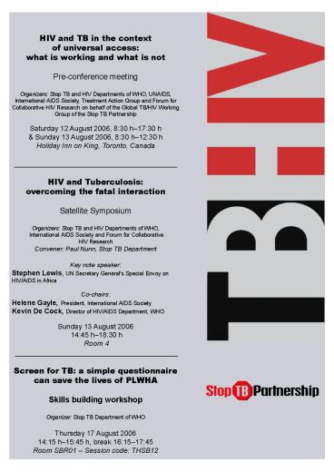 PPT – HIV and TB in the context of universal access: PowerPoint ...