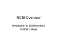 NCBI Overview PowerPoint PPT Presentation