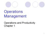Operations Management Operations and Productivity Chapter 1