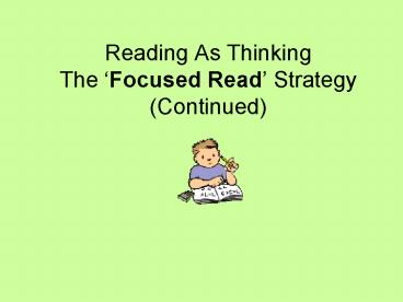 Reading As Thinking The 