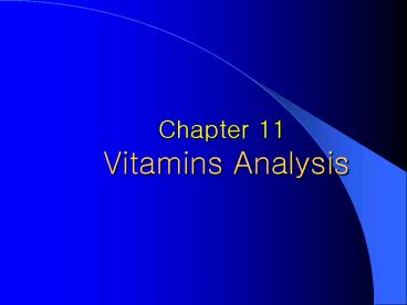 Chapter 11 Vitamins Analysis