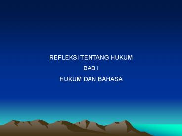 REFLEKSI TENTANG HUKUM