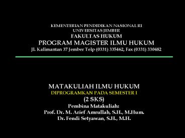 MATAKULIAH ILMU HUKUM