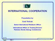 INTERNATIONAL COOPERATION