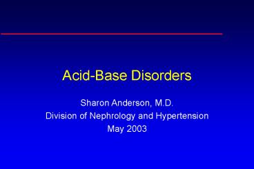 Acid-Base Disorders