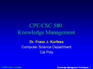 CPE/CSC 580: Knowledge Management