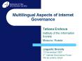 Multilingual Aspects of Internet Governance PowerPoint PPT Presentation