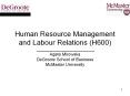 Human Resource Management and Labour Relations (H600) ________________________ Agata Mirowska DeGroote School of Business McMaster University PowerPoint PPT Presentation