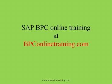 SAP BPC Online Training